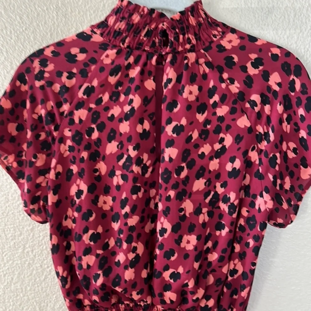 Gibson X City Safarai Jaime Shrayber Smocked Maxi Dress Ditsy Cheetah Size PXS - Picture 3 of 5
